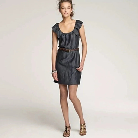 J. Crew Gray Ruffle‎ Collar Lined Sheath Dress - Picture 1 of 8